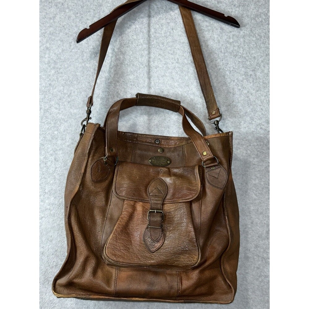 Vintage Overland Outfitters Leather Weekender Travel Bag Brown Large Carry On